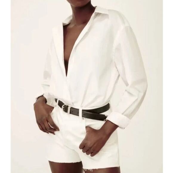 Reformation‎ Charlie High Rise Denim Jean Shorts Raw Hem White New Size 31 - Picture 2 of 9